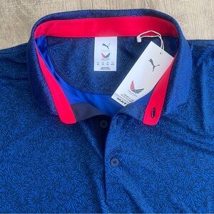NWT PUMA VOLITION Golf Polo Shirt Men XXL Blue Black Stretch UPF 40 Breathe $80
